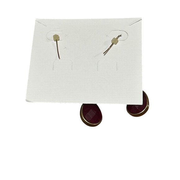 Premier Designs Gold-Tone Dark Red Teardrop Dangle Earrings - Picture 4 of 5